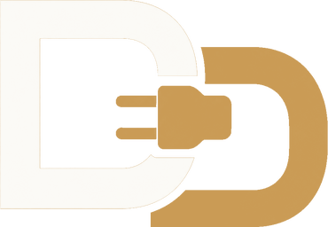 DockDuty horizontal DD monogram, reversed for dark backgrounds